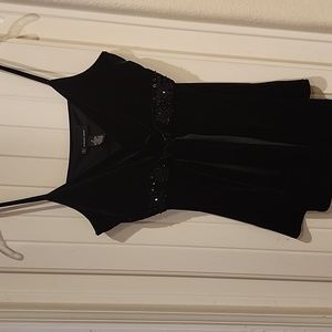 Women's INC spaghetti straps top, black with beading